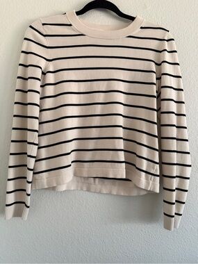 State Of Cotton NYC Sweater Crewneck Striped Cream Black Preppy Quite Luxury